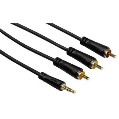 Abbildung von Hama Verbindungskabel (3,5mm Klinkenstecker auf 3x Cinch Stecker, 4 polig, 1,5m) schwarz
