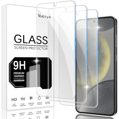 Abbildung von Vuciya Pack of 3 Screen Protector kompatibel mit Samsung Galaxy S24 Plus panzerglas,Fingerprint Recognition,9H Härte Schutzfolie,Anti Kratzen,Anti Bläschen,for