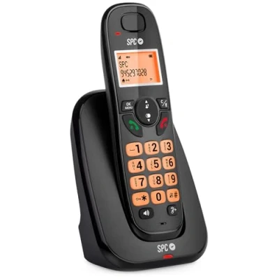 Abbildung von SPC Kairo Schnurloses Festnetztelefon, beleuchtete Tasten und Leuchtanzeige, Anruferkennung, hohe Lautstärke, GAP Kompatibilität, Echo Modus, Anrufsperre, Freisprecheinrichtung, Telefonbuch Schwarz