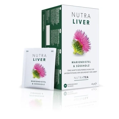 Abbildung von Nutra Tea NUTRALIVER, Detox Tee zum Entgiften der Leber, trägt zur Unterstützung Leberregeneration &amp; gesunde Verdauung bei, 60 wiederverwendbare Teebeutel, Leber mit Mariendistel Lakritz