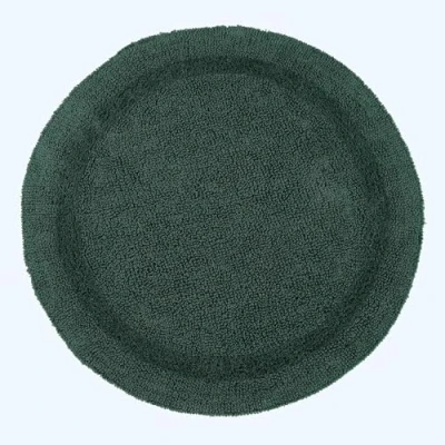 Abbildung von Homescapes Runde Badematte moosgrün, Premium Badvorleger 80 cm, Badteppich Baumwolle mit Wende Design