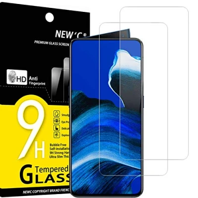 Abbildung von NEW&#039;C 2 Stück, Panzer Schutz Glas für Oppo Reno 2, 2Z, Frei von Kratzern, 9H Härte, HD Displayschutzfolie, 0.33mm Ultra klar, Ultrabeständig