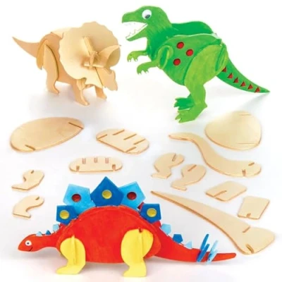 Abbildung von Baker Ross EK501 Holzbastelset, Dinosaurier, Holzfarben, Mittel