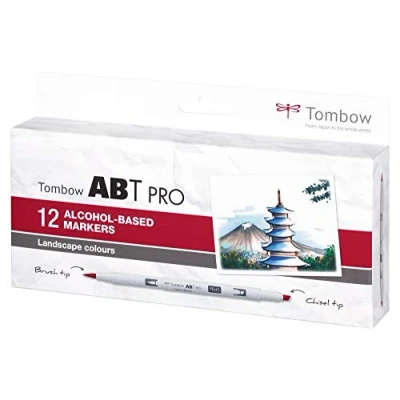 Abbildung von Tombow ABTP 12P 4 Alkoholbasierter Marker ABT PRO zwei Spitzen Landscape Colors