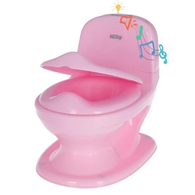 Abbildung von Nuby My Real Töpfchen Trainingstoilette mit naturgetreuem Spülknopf und Sound, für Kinder ab 18 Monaten, Rosa