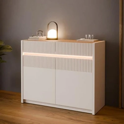 Abbildung von FORTE Kommode, Beleuchtung, Soft Close, Lamellenoptik