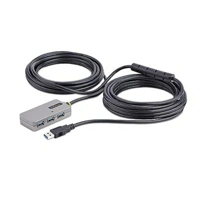 Abbildung von StarTech.com USB Extender Hub, 4 Port Hub 3.0 mit 10m Verlängerungskabel, Aktives Splitter/Kabel, Verteiler/Erweiterung inkl. 20W Netzteil, ESD Schutz (U01043 EXTENDER)