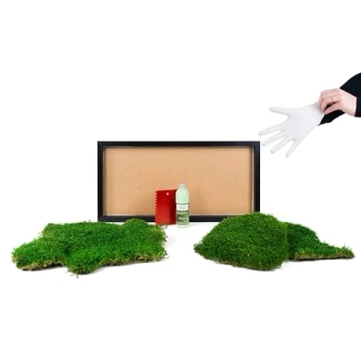 Abbildung von DIY Moosbild 100% Flachmoos, selber Machen, Wandbild kleben, Do it Yourself Set Moos kleben Wanddeko selbst herstellen (Schwarz, 60x30 cm)