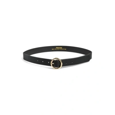 Abbildung von Pieces Gürtel black/goldcoloured, Damen, Größe: 90, Black/gold coloured