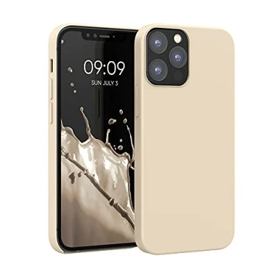 Abbildung von kwmobile Hülle kompatibel mit Apple iPhone 12 / Pro Silikon Handy Case Handyhülle weiche Oberfläche kabelloses Laden Perlmutt