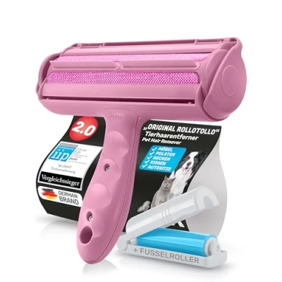 Abbildung von BluePet Original Tierhaarentferner inkl. Mini Fusselbürste für Kleidung I Wiederverwendbare Fusselrolle um Tierhaare, Katzenhaare, Hundehaare entfernen Abwaschbar, Wiederverwendbar, Lint Remover