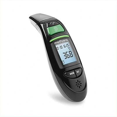 Abbildung von medisana TM 750 digitales 6in1 Fieberthermometer Ohrthermometer für Babys, Kinder und Erwachsene, Stirnthermometer mit visuellem Fieberalarm, Speicherfunktion Messung von Flüssigkeiten