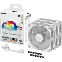 Abbildung von ASUS TUF Gaming TR120 ARGB Reverse Blade White 3IN1 Gehäuselüfter 3er Pack (120mm PWM PC Lüfter, 2000 rpm, 2.75 mm H2O, 76,3 CFM Luftstrom, 16 einzeln adressierbare RGB LEDs, weiß)