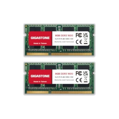 Abbildung von [DDR3 RAM] Gigastone Laptop RAM 16GB (2x8GB) DDR3 1600MHz PC3 12800 CL11 1.35V SODIMM 204 Pin/Polig Ungepuffert Nicht ECC Computer Speicher (Nur Notebook/Laptop)