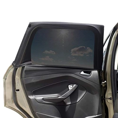 Abbildung von 2023 Upgrade Sonnenschutz Auto Baby, Hintere Seitenfenster Universal Sonnenblende Netz mit Zertifiziertem UV Schutz, für Meshmaterial Schützt Mitfahrer Kinder Haustiere, 2 Stück(L)