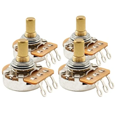 Abbildung von Musiclily Pro HD A250K Messing Metrisch Solid Shaft Poti Audio Taper Potentiometer für E Gitarre und Bass(4er Set)