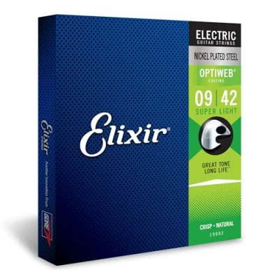 Abbildung von Elixir 19077 Saiten E Gitarrensaiten mit OPTIWEB Beschichtung, Super Light (.009 .042)