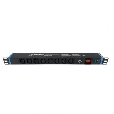 Abbildung von Infitronic INSV1017 19 Zoll 1HE 8 Fach IEC C 13 Steckdosenleiste Stromverteiler mit Überspannungsschutz