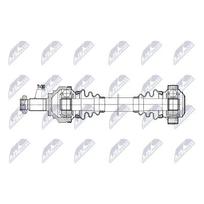 Abbildung von NTY NPW BM 202 Antriebswelle Hinterachse rechts 665mm Schaltgetriebe BMW: 3 Touring, Limousine, Coupe