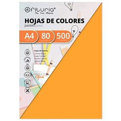 Abbildung von Pack 500 Hojas Color Naranja Claro Tamaño A4 80g