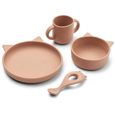 Abbildung von Liewood VIVI Unisex SET Kinder Geschirrset für Kinder, Größe: One Size, Cat dark rose