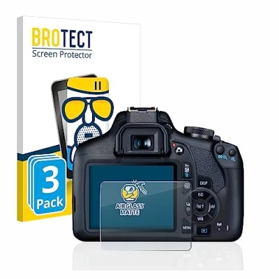 Abbildung von BROTECT Entspiegelungs Schutzglas für Canon EOS 2000D (3 Stück) Schutz Folie Panzerfolie Glas Matt [Extrem Kratzfest 9H, Anti Reflex]