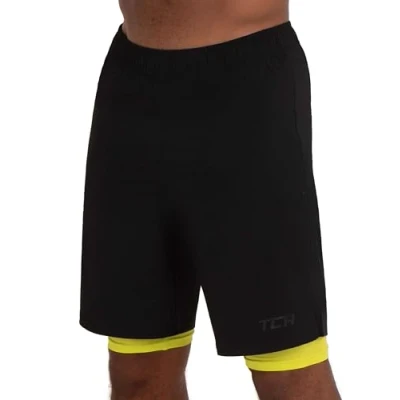 Abbildung von TCA Trainingsshorts Herren 2 in 1 Laufhose mit Kompressionshose Schwarz/Grün, XXL (1 tlg)