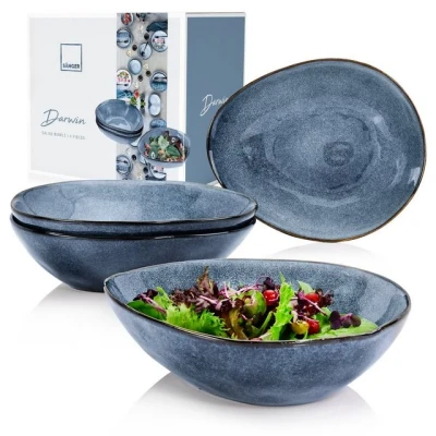 Abbildung von SÄNGER Salatschüssel Darwin Salatschalen Set, Steingut, (Set, 4 tlg), Handmade, 750 ml, Blau, Premium Collection