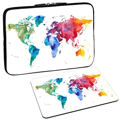Abbildung von PEDEA Design Schutzhülle Notebook Tasche bis 13,3 Zoll (33,7cm) mit Mauspad, Color World