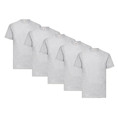 Abbildung von Fruit of the Loom 5er Pack T Shirts, 5X Grau + 1 HL Kauf Notizblock, Größe S
