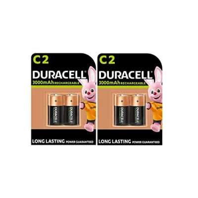 Abbildung von 4 x Duracell C, wiederaufladbar, 3000 mAh, HR14/DC1400 (2 Blistercard a 2 Batterien), Batterien