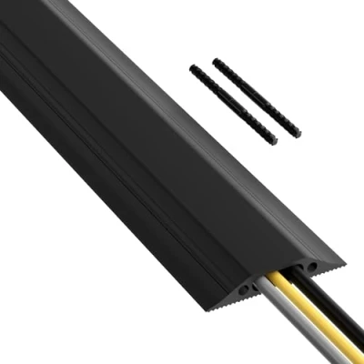 Abbildung von D Line FC83B Boden Kabelbrücke mit Steckverbindung, Schwarz, Kabelkanal 83x14mm Breit, 1.8m Länge