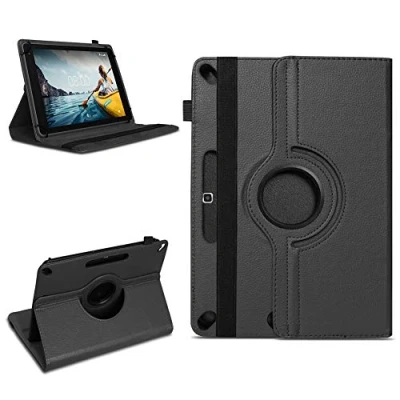 Abbildung von NAmobile Tablet Schutzhülle kompatibel für Medion Lifetab E10714 Tasche Kunstleder Schutz Hülle Standfunktion 360 Drehbar Cover 10 Zoll Universal Case, Farben:Schwarz
