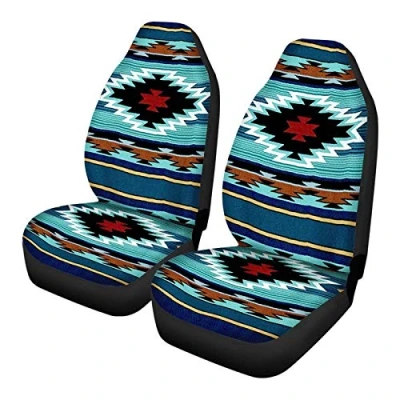 Abbildung von SEANATIVE Anti Kratzer Autositzbezug Innendekoration Schutz 2 Stück Azteken Tribal Stil Auto Limousine LKW Sitzkoffer