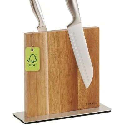 Abbildung von Praknu Magnet Messerblock Magnetisch ohne Messer Moderner Küchen Messerhalter (1tlg), Aus FSC Akazienholz: Für 10 Messer, Rutschfest, beidseitig