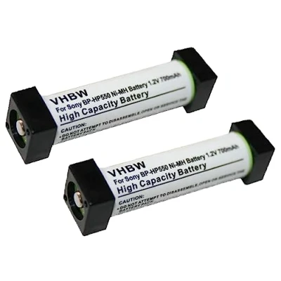 Abbildung von vhbw 2X Akku kompatibel mit Sony MDR RF820R, RF850R Wireless Headset Kopfhörer (700mAh, 1,2V, NiMH)