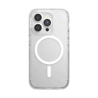 Abbildung von PopSockets iPhone 15 Pro Hülle mit Handygriff und Slide kompatibel MagSafe, Handyhülle für Pro, kabellos aufladbar Clear