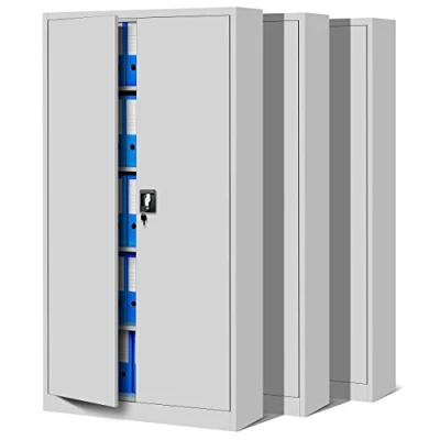 Abbildung von Jan Nowak 3er Set Aktenschrank C001 Metallschrank Stahlschrank Werkzeugschrank Büroschrank Lagerschrank Universalschrank Pulverbeschichtung Flügeltüren 185 cm x 90 40 (grau/grau)