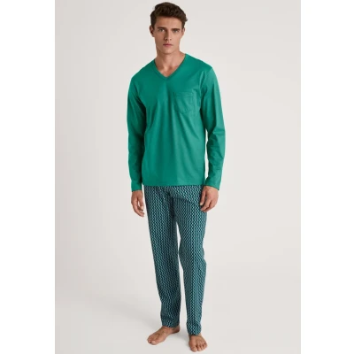 Abbildung von Calida Relax Imprint 3 Pyjamas Blau Baumwolle Small Herren
