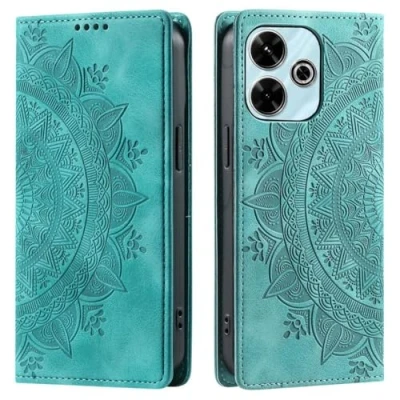 Abbildung von CoverKingz Handyhülle für Xiaomi Redmi 13 5G/4G Handytasche mit Kartenfach Standfunktion Cover Handy Hülle klappbar Motiv Mandala Grün