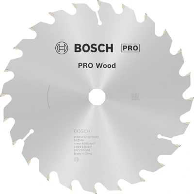 Abbildung von Bosch 1x PRO Wood Kreissägeblatt für Akku Handkreissägen (für Weichholz, Hartholz, Ø mm, Professional Zubehör Handkreissäge)