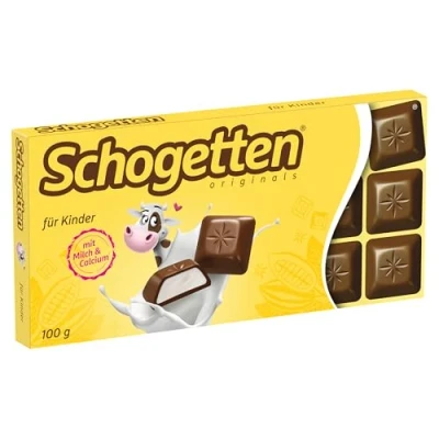 Abbildung von Schogetten für Kinder 100g Schokoladentafel, praktisch einzeln portioniert. Ein Genuss. Stück Stück.
