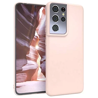 Abbildung von EAZY CASE Handyhülle Silikon mit Kameraschutz kompatibel Samsung Galaxy S21 Ultra 5G in Hellrosa, Rosa, dünn, Slimcover, Silikonhülle, Hülle, Softcase, Backcover
