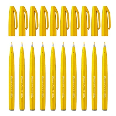 Abbildung von Pentel SES15C G Brush Sign Pen Faserschreiber, 10 Stück, gelb