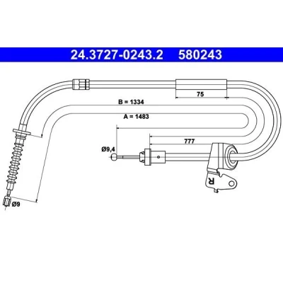 Abbildung von ATE 24.3727 0243.2 Handbremsseil 1483 MINI: Clubman