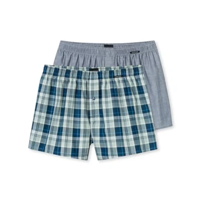 Abbildung von Schiesser 2 PACK Boxershorts, Herren, Größe: Small, Blau grün