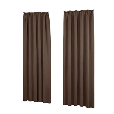Abbildung von Deconovo Blickdicht Vorhang Abdunklungsvorhang Thermo Gardinen Wohnzimmer mit Kräuselband, 220x140 cm(HöhexBreite), Braun, 2er Set