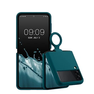 Abbildung von kwmobile Flip Soft Case kompatibel mit Samsung Galaxy Z 3 5G Silikon Hülle für Foldable Handy Handyhülle in Petrol matt