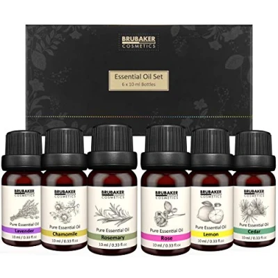 Abbildung von BRUBAKER Duftöl 6er Set Ätherische Öle Aromatherapieöle (6 x 10 ml Naturrein, Lavendel Rose Rosmarin Kamille Lemon Zeder), Aromatherapie Geschenkset