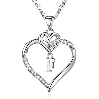 Abbildung von TINGN Halskette Damen Geschenke für Frauen, Silber Kette mit Buchstaben Herz Anhänger Mädchen Intiale J Schmuck Frauen